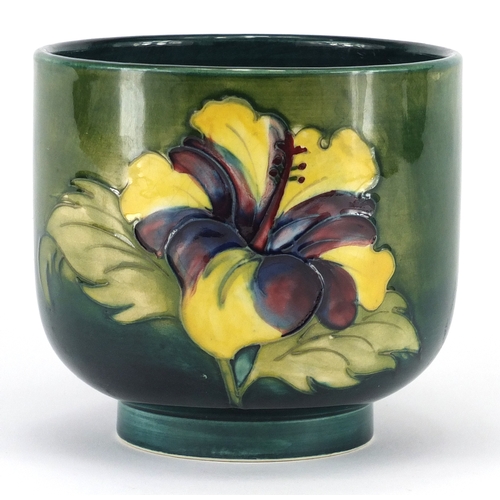 947 - Moorcroft Hybiscus pattern pottery vase, paper label, painted and impressed marks to the base, 10cm ... 