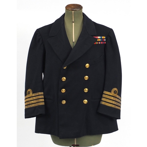 602 - British Military interest Naval Admirals tunic, with bars, 69cm in length