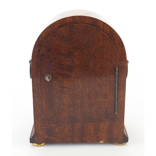 2062 - Oak cased mantel clock, with ring turned handles, retailed by Camerer Cuss of Oxford Street London, ... 