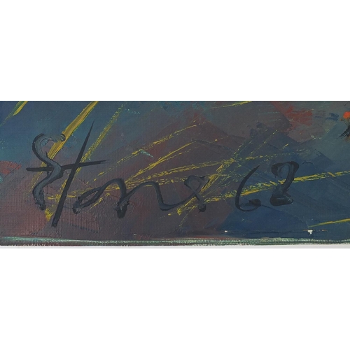 36 - Oil on canvas, sleeping tramp, bearing a signature E. Hone, unframed, 55cm x 46cm