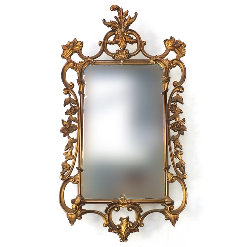 12 - Ornate gilt framed mirror, 105cm x 56cm