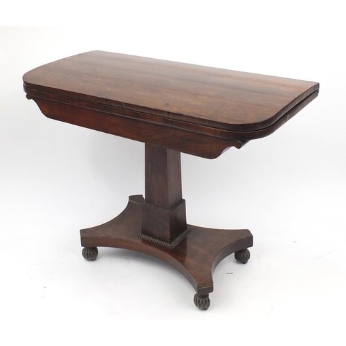 2 - Victorian rosewood folding card table, 70cm H x 91cm W x 46cm D (folded)