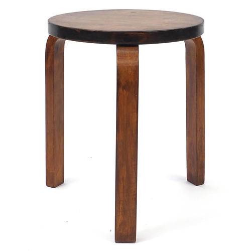 2014 - Alvar Aalto For Artek three legged stool, plaque to the base, 44cm H x 35cm in diameter