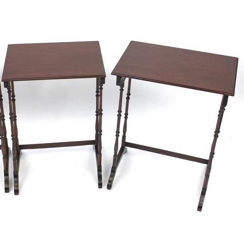 9 - Mahogany quarteto  nest of occasional tables with spindle turned legs, the largest 73cm H x 55cm W x... 