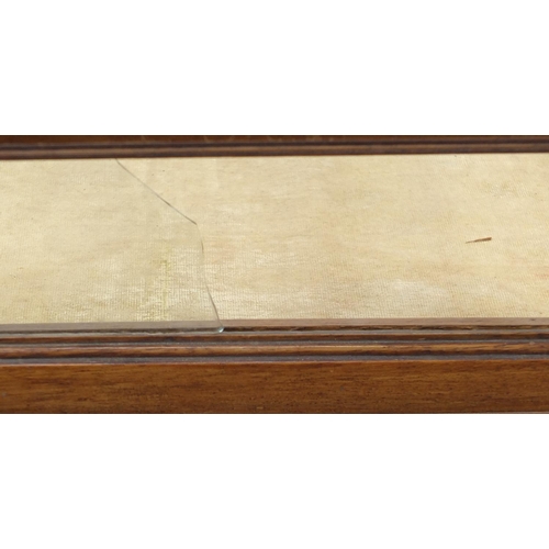 20 - Edwardian walnut bijouterie table raised on tapering legs, 71cm H x 48cm W x 36cm D