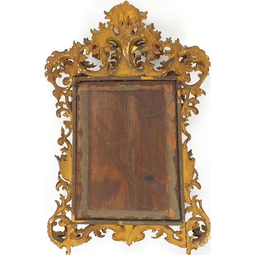 2003A - 19th century Florentine carved acanthus giltwood mirror with bevelled plate, 70cm x 45cm