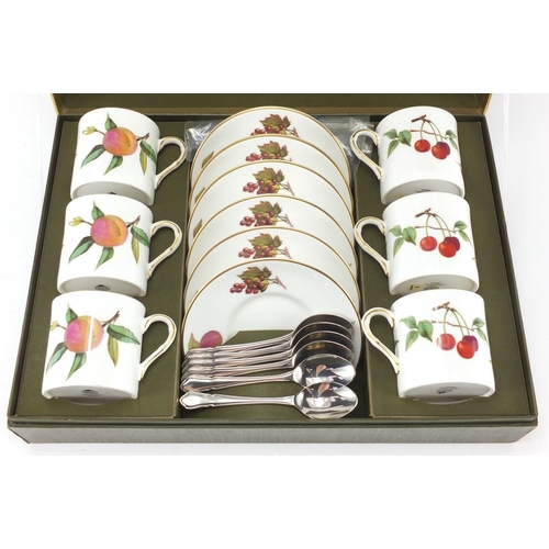 557 - Set of six Royal Worcester coffee cans and saucers, with box