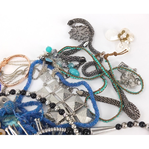 351 - Costume jewellery,including silver examples, mostly necklaces, rings and bracelets