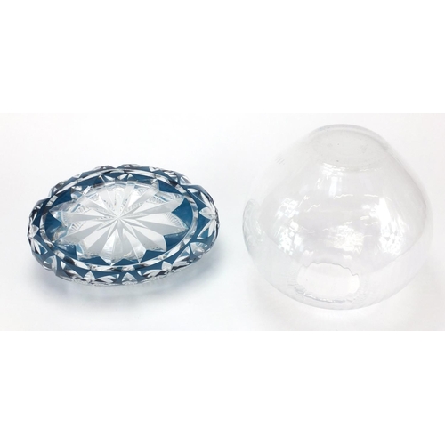 128 - Flashed cut glass bowl and an Orrefors glass vase, with paper label, the largest 20cm high