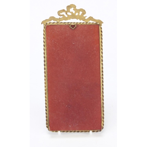 422 - Rectangular hand painted landscape miniature, housed in a gilt metal framed, 22cm x 10cm