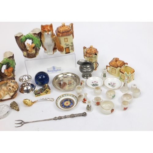 659 - Collectable china, metalware and glass including Tiffany & Co sweet meat dish, Hornsea vases, creste... 