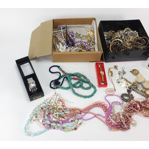 329 - Costume jewellery including necklaces, wristwatches, earrings and bracelets