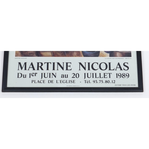 531 - Martin Nicholas French poster, Mougins village, framed, 69cm x 49cm