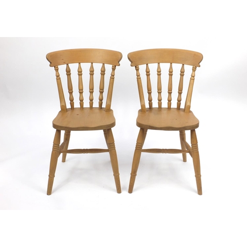 46 - Pair of beech spindle back chairs