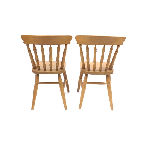 46 - Pair of beech spindle back chairs