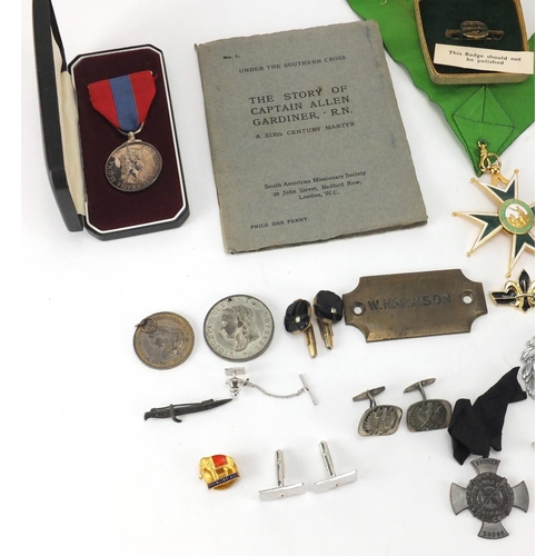 891 - Militaria including Imperial Service medal, enamel badges and paperwork