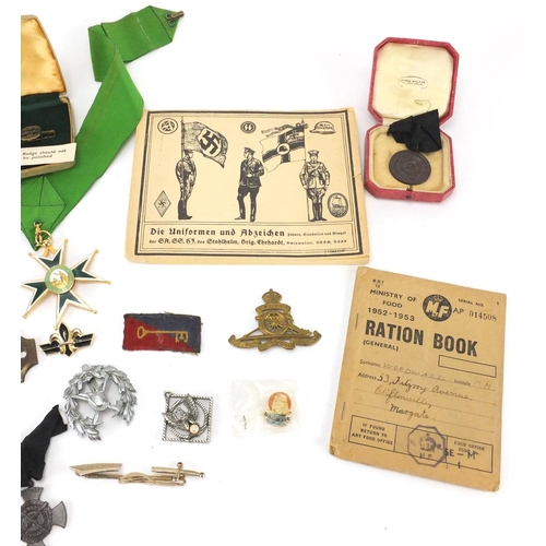 891 - Militaria including Imperial Service medal, enamel badges and paperwork