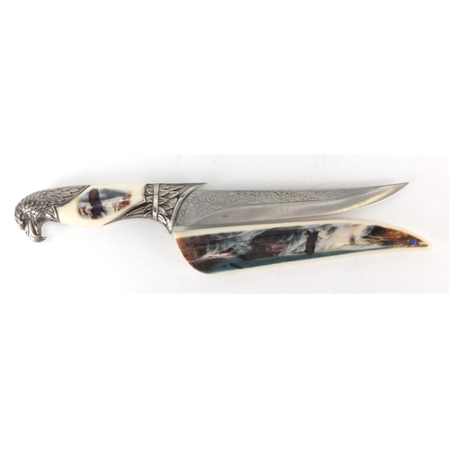 906 - Decorative eagle knife with steel blade, 4cm in length