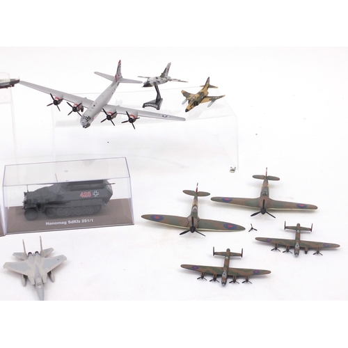 611 - Diecast model aeroplanes and vehicles including Military examples