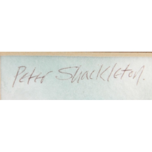 649 - Peter Shackleton - Three watercolours including a Venetian scene, all framed, the largest 24.5cm x 1... 