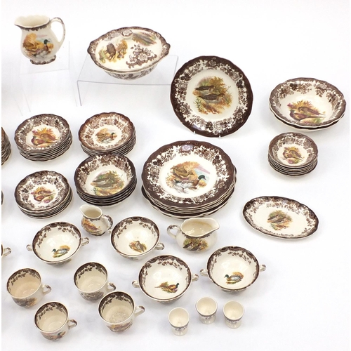 667 - Royal Worcester Palissy game series dinner and teawares including two tureens with covers, dinner pl... 