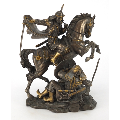 131 - Sculpture of two Japanese warriors, 24cm high