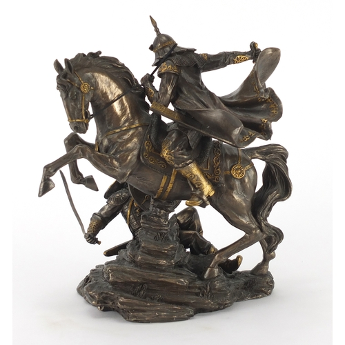 131 - Sculpture of two Japanese warriors, 24cm high