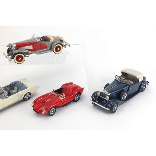 2350 - Five Danbury Mint die cast vehicles, 1935 Duesenberg SSJ, Ferrari 250 Testa Rossa, 1938 Rolls Royce ... 