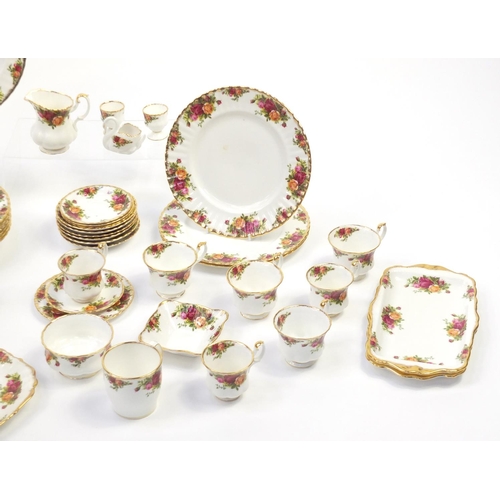 2043 - Royal Albert old country roses dinner and teaware including soup bowls, dinner plates, cups and sauc... 