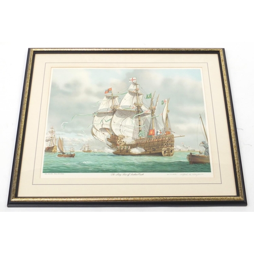 389 - Mark Myers - The Mary Rose off Southsea Castle, pencil signed limited edition print in colour, mount... 