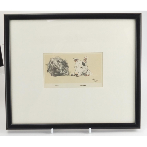 562 - Four Cecil Aldin prints of dogs, each mounted and framed, the largest 14.5cm x 12.5cm