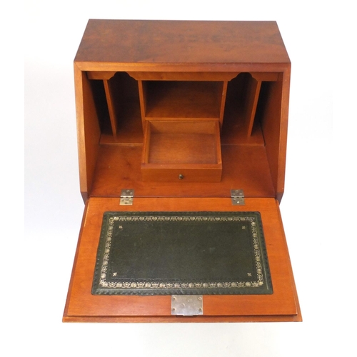 26 - Inlaid yew bureau, fitted with a fall above four drawers, 100cm H x 51cm W x 42cm D