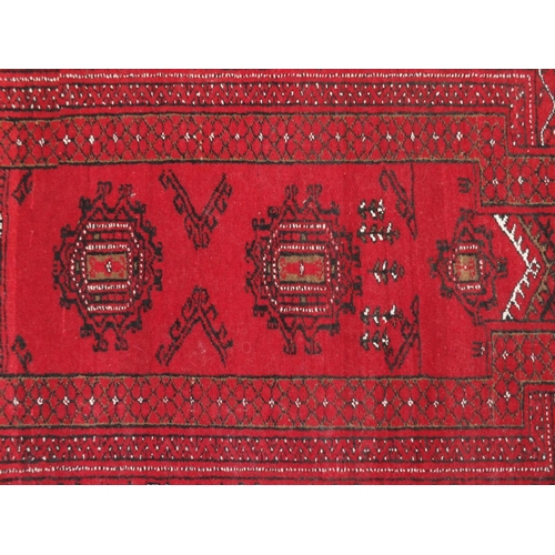 118 - Persian red ground prayer mat, with all over geometric design, 110cm x 78cm