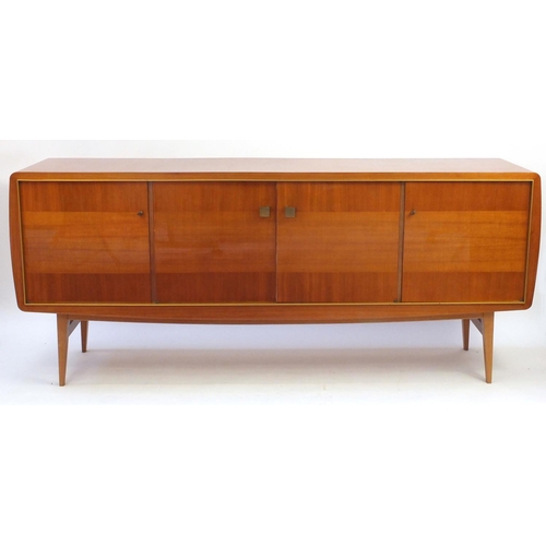 2020 - Vintage polished sideboard fitted with four cupboard doors, enclosing shelves and drawers, 89.5cm H ... 