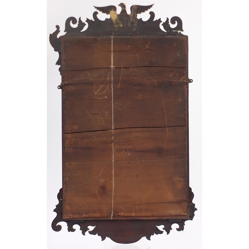 2009 - Georgian inlaid mahogany mirror with bevelled plate and eagle crest, 110cm x 70cm