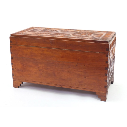 81 - Carved camphorwood trunk, 53cm H x 90cm W x 44cm D