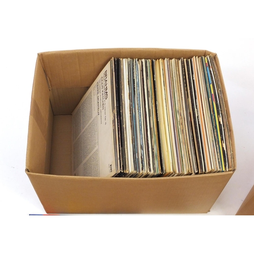 708 - Two boxes of vinyl LP's including The Stylistics, Cliff Richard and The Carpenters