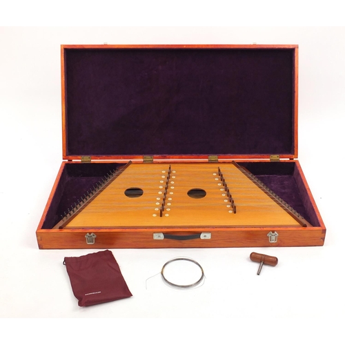 720 - Hammered Dulcimer with protective case, 90cm in length