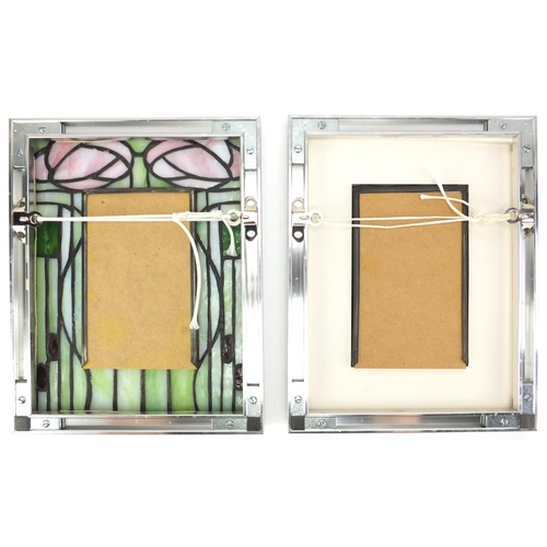 513 - Pair of leaded glass picture frames, 25.5cm x 20cm