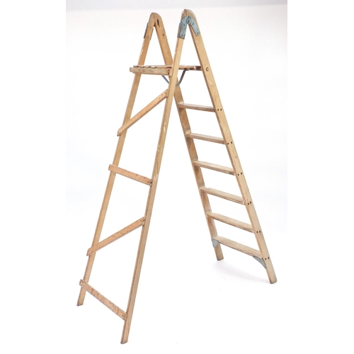 113 - Set of vintage folding step ladders