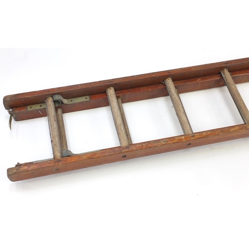 114 - Vintage wooden extending ladder