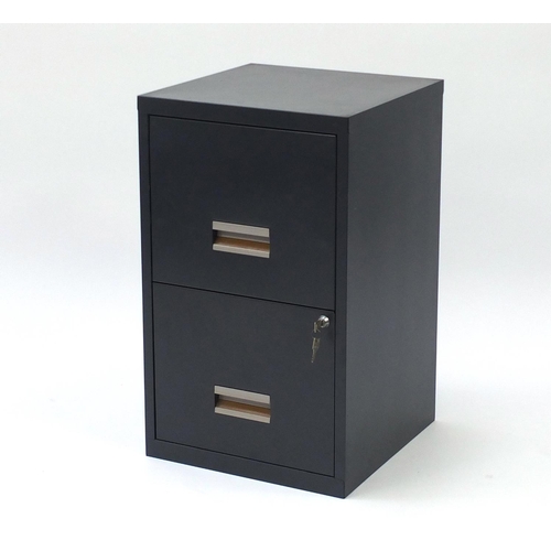 111 - Metal two drawer filing cabinet, 66cm H x 40cm W x 40cm D