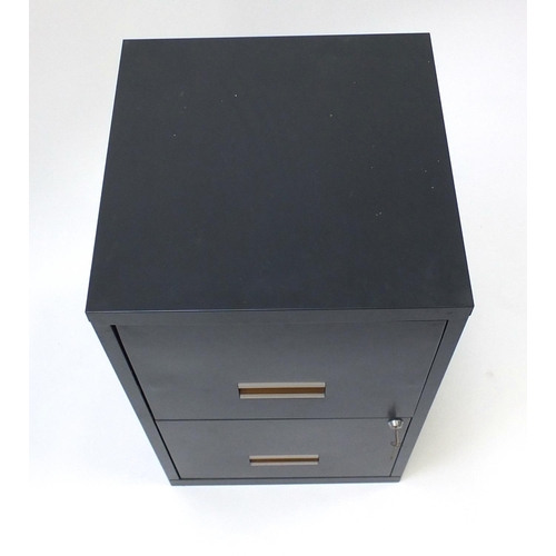 111 - Metal two drawer filing cabinet, 66cm H x 40cm W x 40cm D