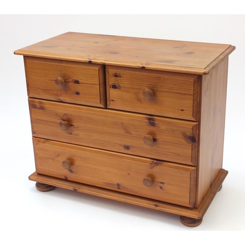 21 - Pine four drawer chest, 65cm H x 80cm W x 41cm D