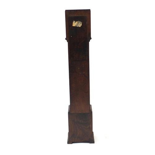 68 - Oak cased granddaughter clock, with silvered dial, 127cm high