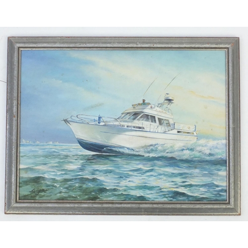 306 - Laurie Crisp - Samantha Sea nearing the Solent, oil on canvas, framed, 60cm x 45cm