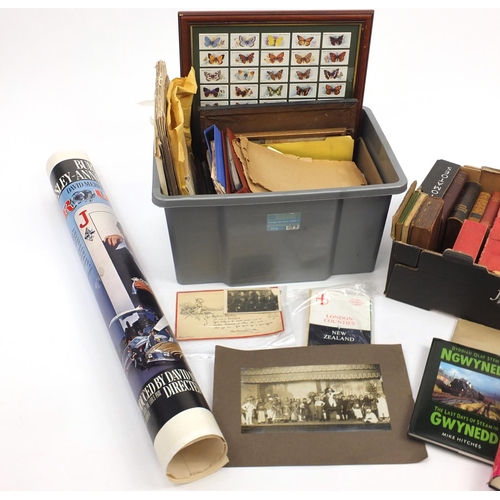 262 - Ephemera including hardback books, cigarette cards, football programmes, stamps, photographs, postca... 