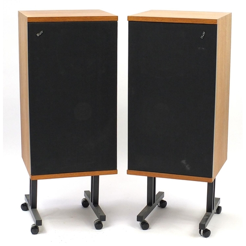 2046 - Pair of Bowers & Wilkins floor standing speakers with stands, serial numbers 20083A and 20084B, each... 