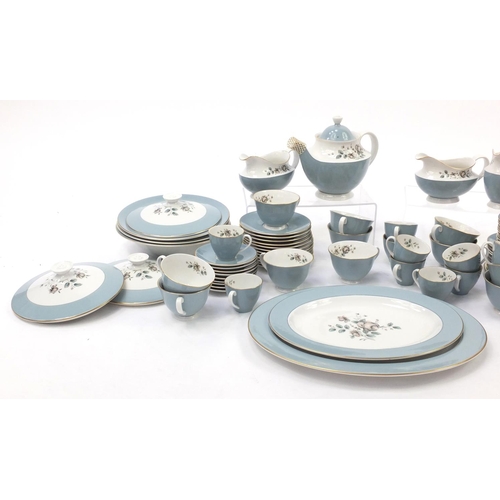 216 - Royal Doulton Rose Elegans dinner and teawares including tureens with covers, teapot, sauce boats an... 