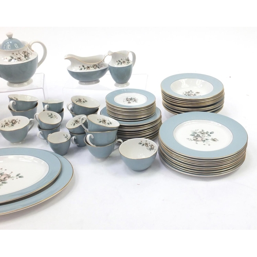 216 - Royal Doulton Rose Elegans dinner and teawares including tureens with covers, teapot, sauce boats an... 